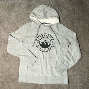 The North Face Mountain Logo Performance Hoodie Kangaroo Pocket Gray Medium